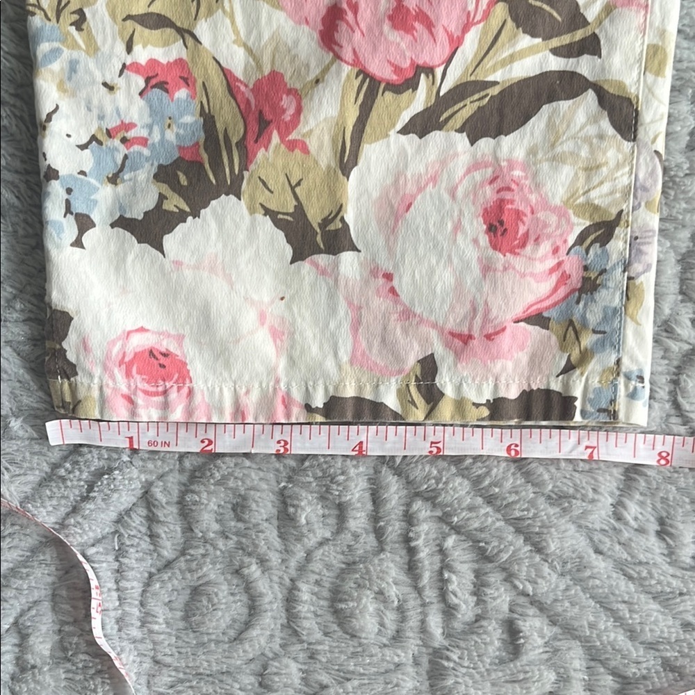 RALPH LAUREN cotton Floral Print cropped capri Pants 4 COQUETTE petal pink prep - Picture 5 of 10